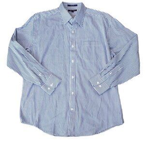 Alan Flusser Blue Striped Cotton Button Down Shirt L